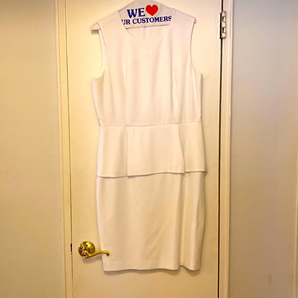 Calvin Klein white peplum cocktail dress